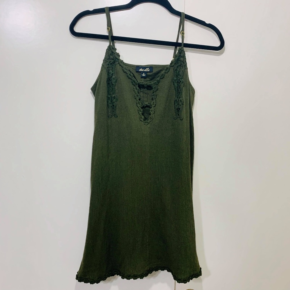 Anthropologie Olive crochet trim dress